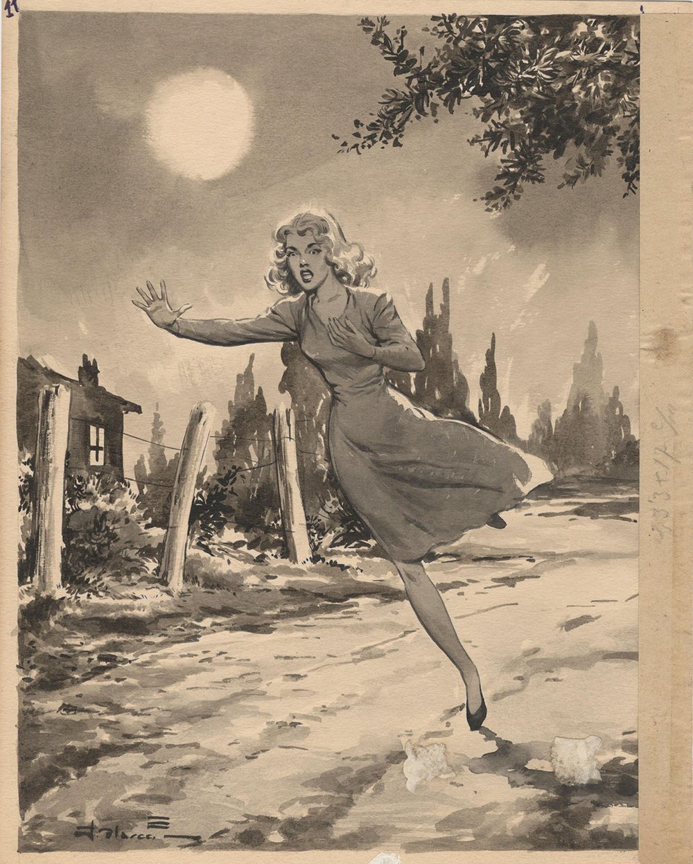 Mujer Corriendo Asustada. en ECC Arte y Coleccionismo